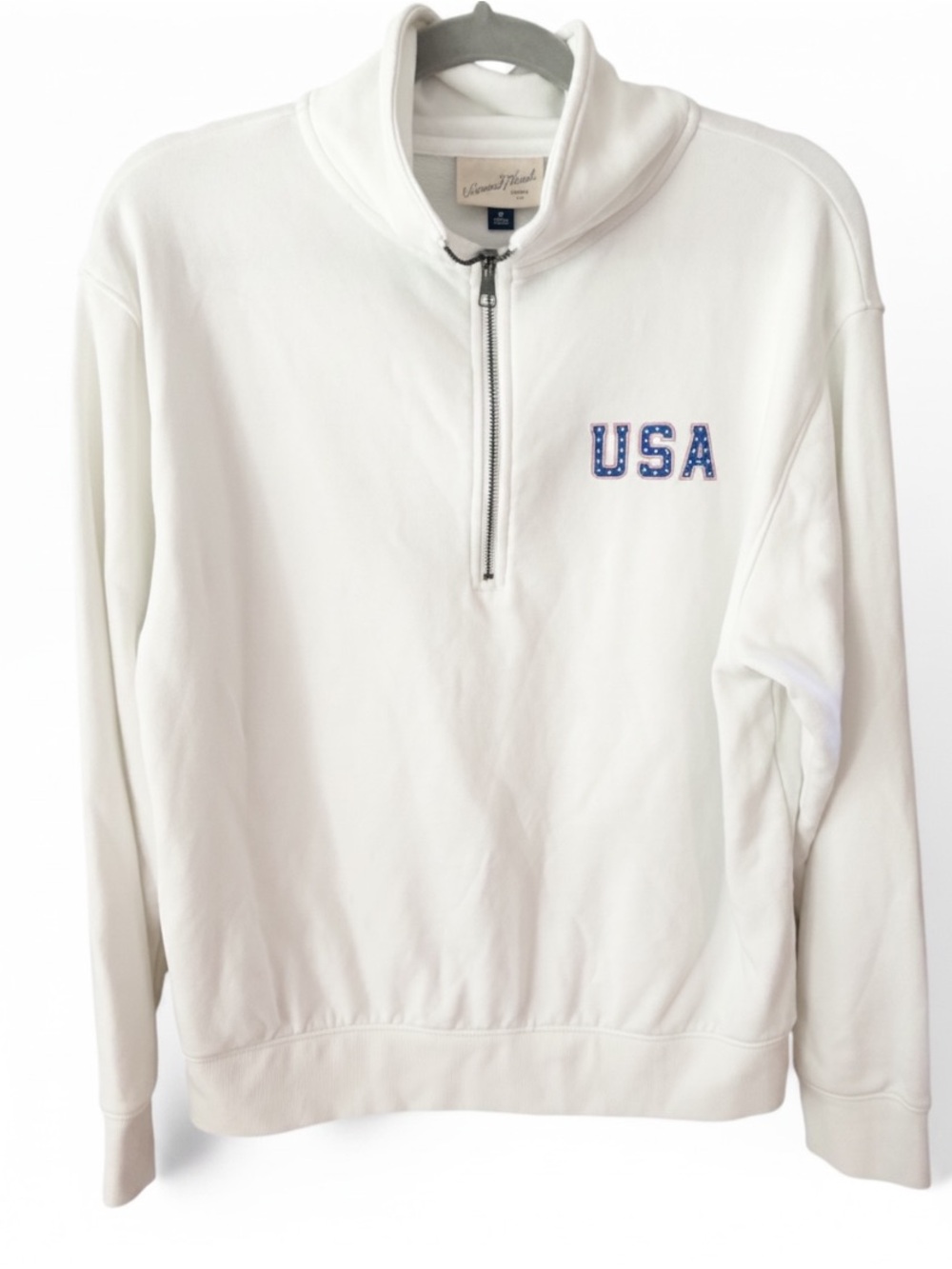 Universal Thread USA Quarter Zip Sweatshirt White Pullover Size Medium Target